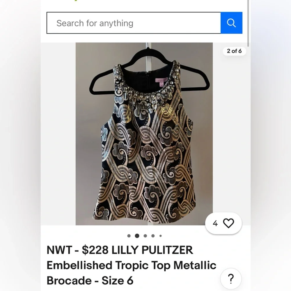 #1 Vintage Lilly Pulitzer metallic top - Picture 16 of 17